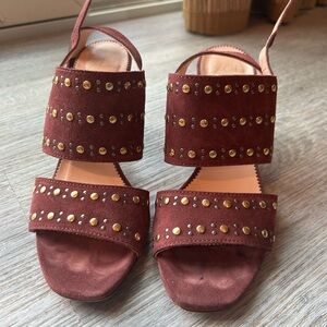 Studded Brown / Maroon Suede J.Crew Sandals